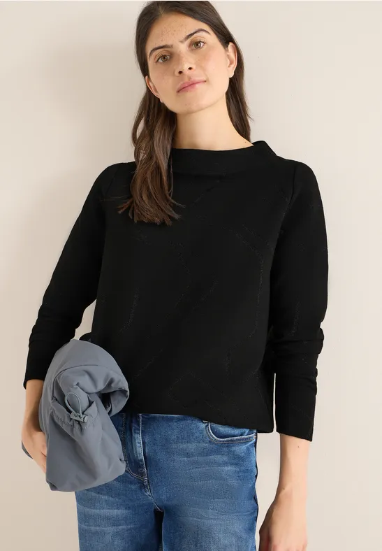 Ottoman-Shirt mit Stehkragen und langen Ärmeln