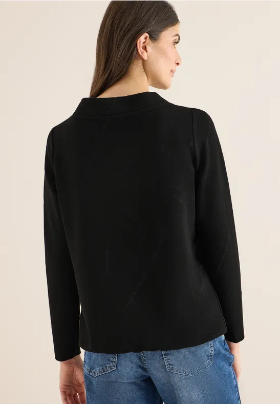 Ottoman-Shirt mit Stehkragen und langen Ärmeln