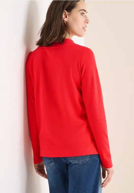Damen Trichterkragen Shirt Unifarben