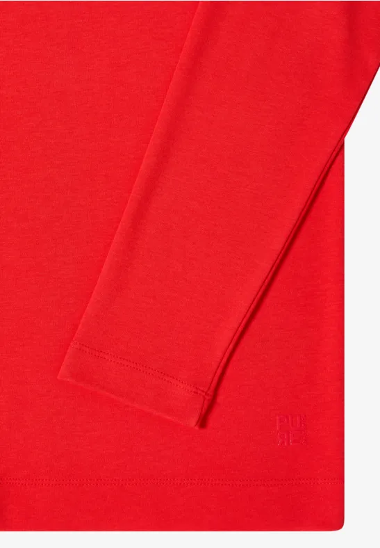 Damen Trichterkragen Shirt Unifarben