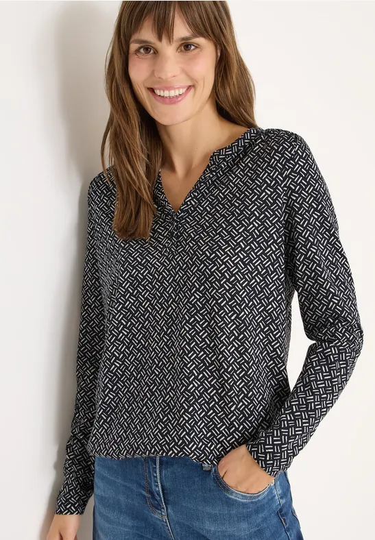 Gemustertes Langarm Tunika-Shirt