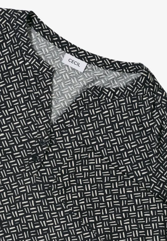 Gemustertes Langarm Tunika-Shirt