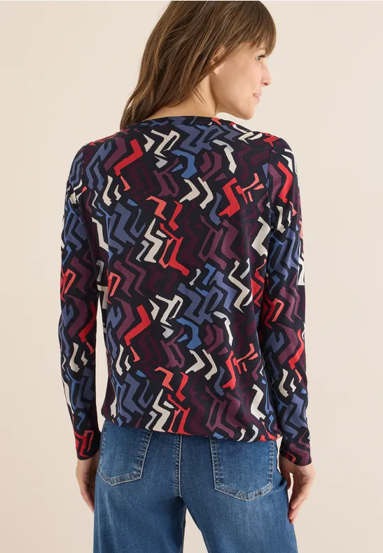 Langärmlige Bluse mit Grafikmuster
