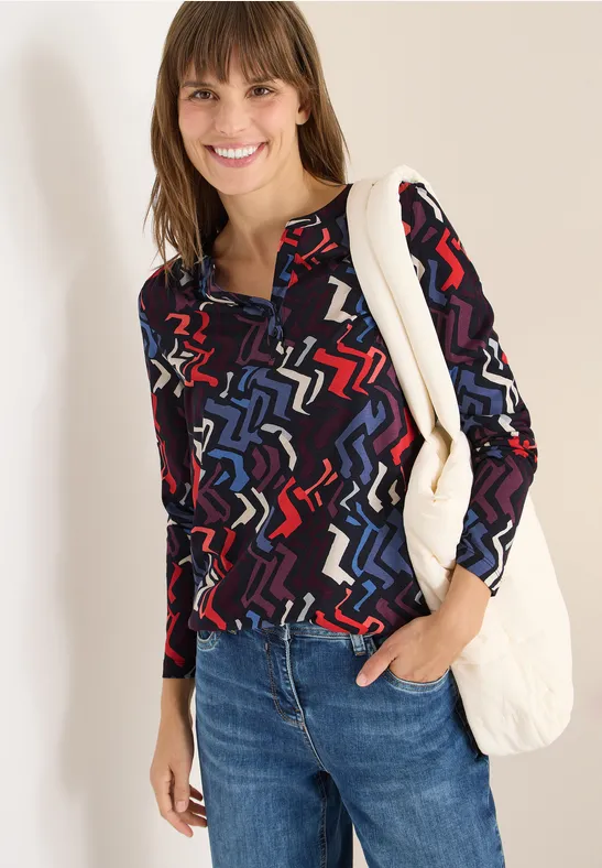 Langärmlige Bluse mit Grafikmuster