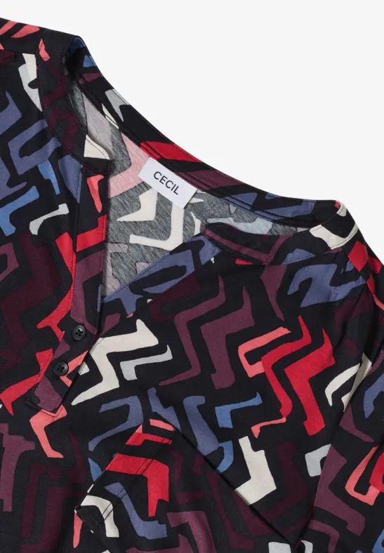 Langärmlige Bluse mit Grafikmuster