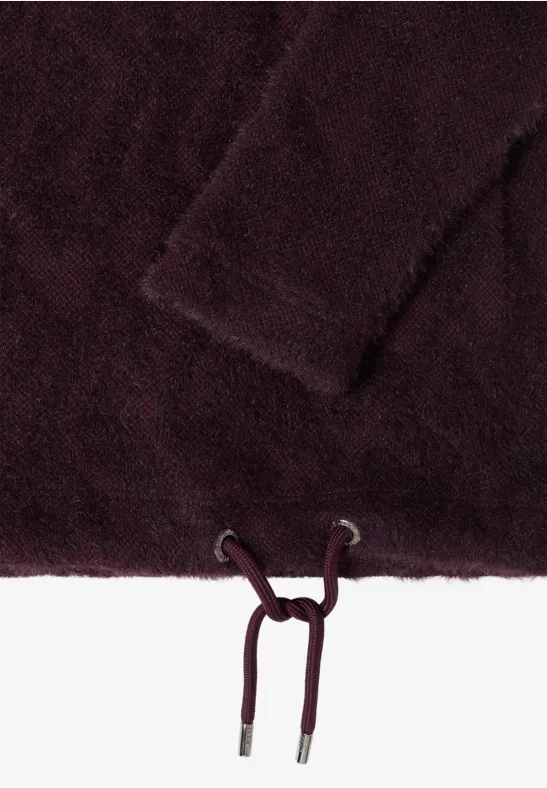 Flauschiger Jacquard-Pullover mit Kordelzug