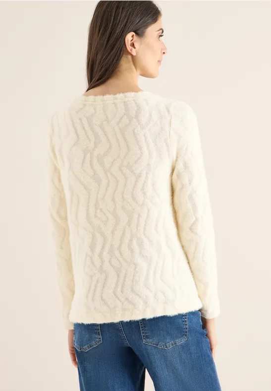 Flauschiges Strickshirt mit Jacquardmuster
