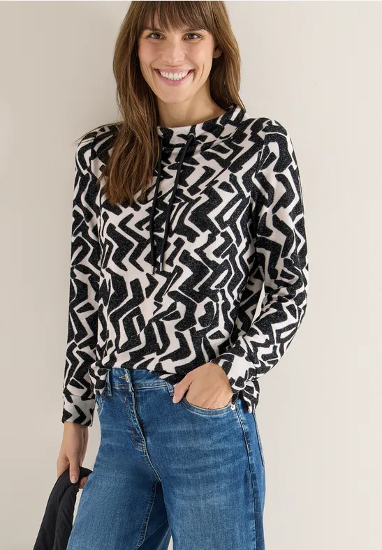 Shirt mit Grafikmuster und Trichterkragen