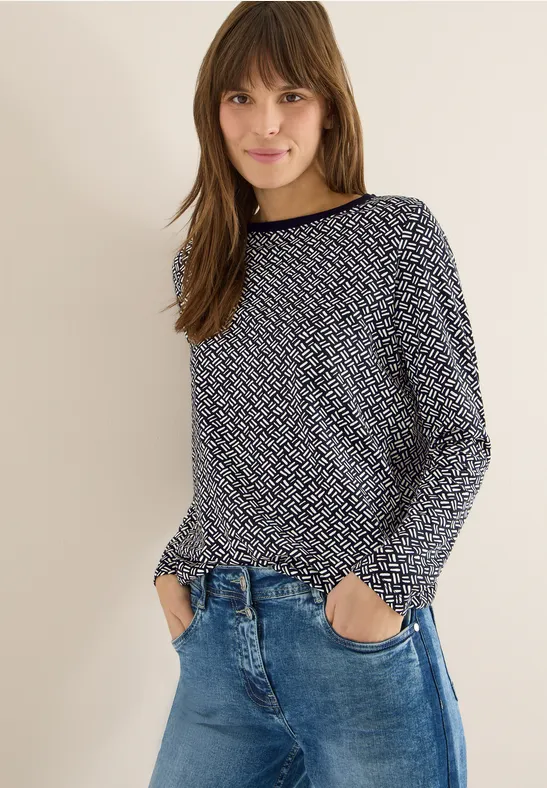 Langarmshirt mit grafischem Muster