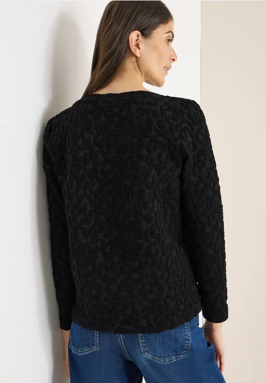 Langarmshirt mit strukturiertem Leopardenmuster