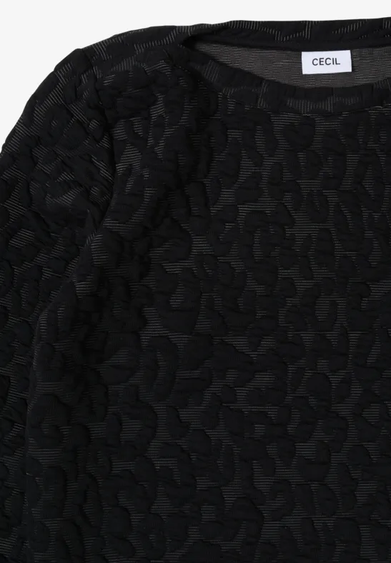 Langarmshirt mit strukturiertem Leopardenmuster