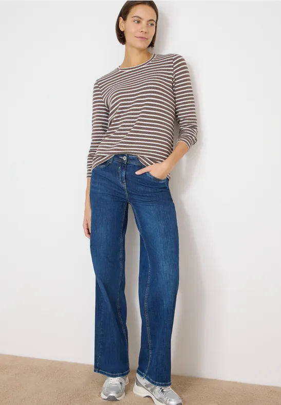 Gestreiftes Strick-Langarmshirt