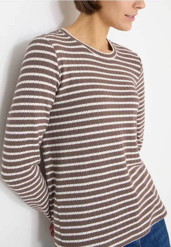 Gestreiftes Strick-Langarmshirt