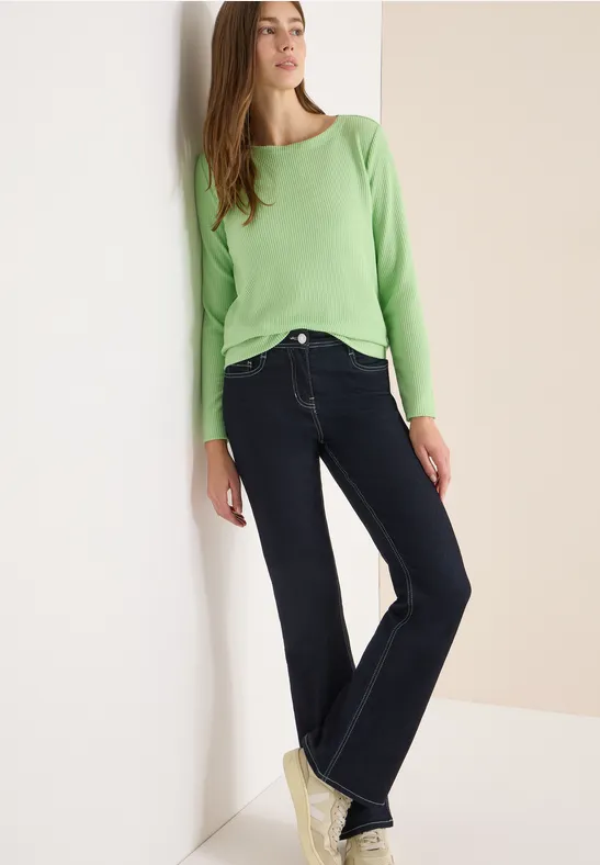 Damen Langarmshirt mit Rippstrickstruktur