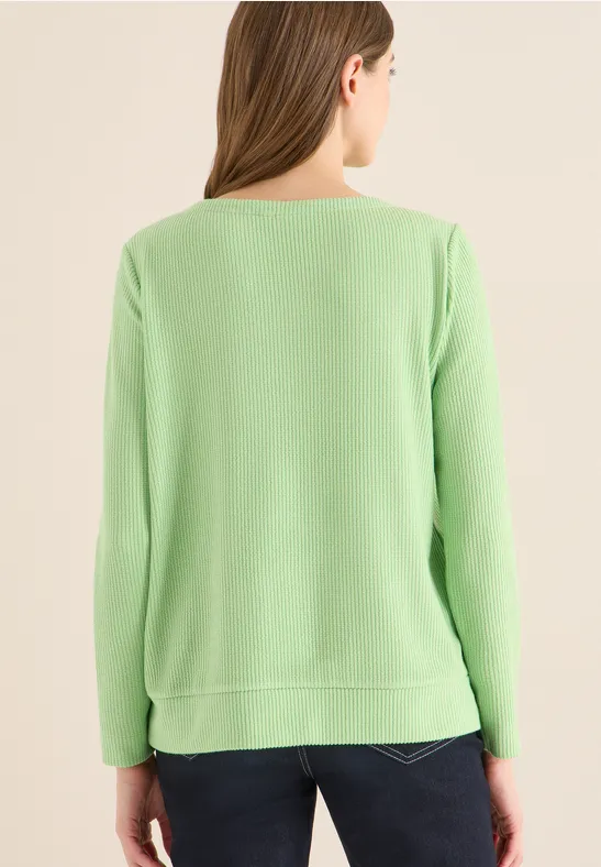 Damen Langarmshirt mit Rippstrickstruktur