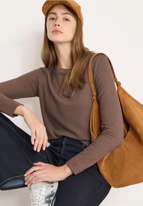 Langarmshirt aus geripptem Strick