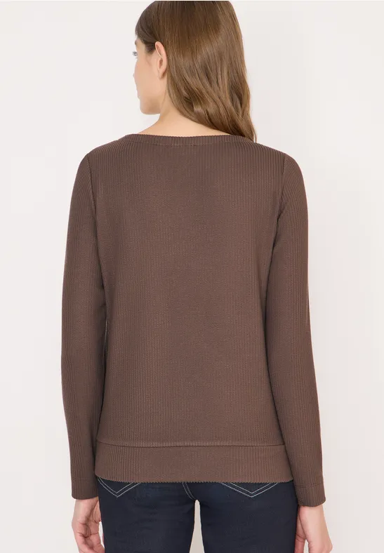 Langarmshirt aus geripptem Strick
