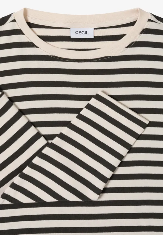 Gestreiftes Langarm Baumwollshirt