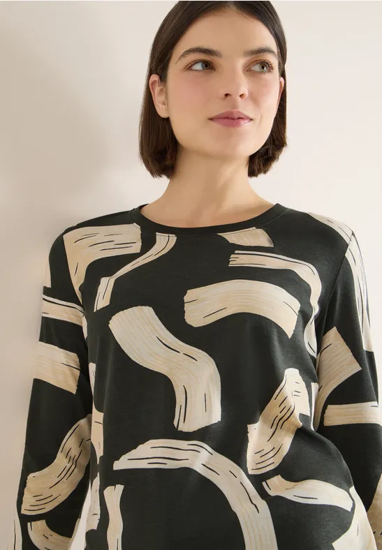 Langarmshirt mit Grafikmuster