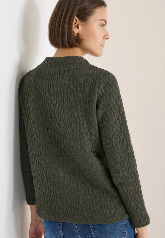 Jacquard Shirt mit Trichterkragen und langen Ärmeln