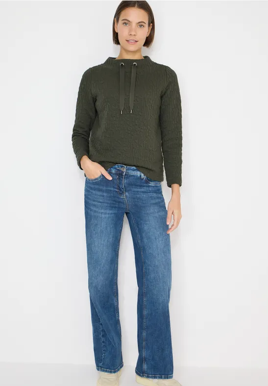 Jacquard Shirt mit Trichterkragen und langen Ärmeln