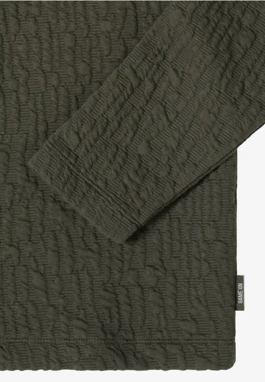 Jacquard Shirt mit Trichterkragen und langen Ärmeln