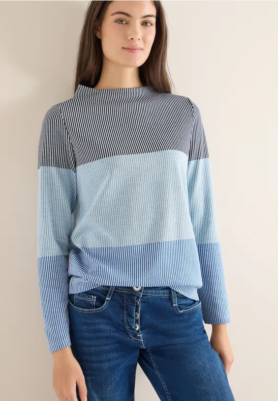 Gestreiftes Colorblock Langarmshirt