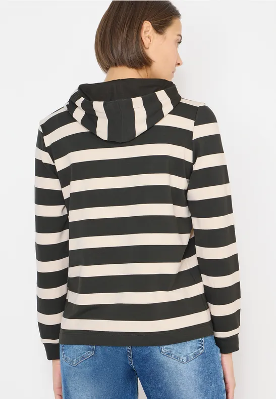 Gestreiftes Langarm-Hoodie-Shirt