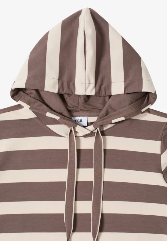Gestreiftes Jersey-Hoodie-Top mit Kordelzug