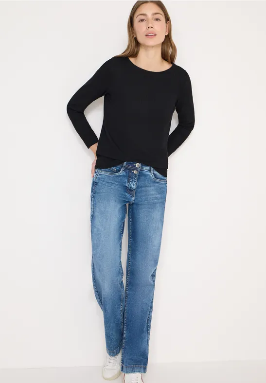Klassisches Langarmshirt mit Rippstruktur