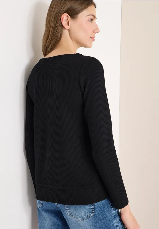 Klassisches Langarmshirt mit Rippstruktur