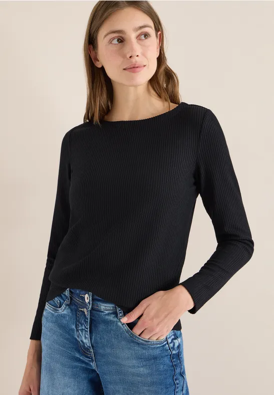 Klassisches Langarmshirt mit Rippstruktur