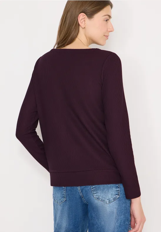 Langarmshirt mit gerippter Strickstruktur