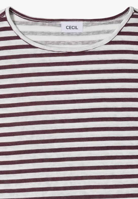 Gestreiftes T-Shirt mit U-Boot-Ausschnitt und lockerer Passform