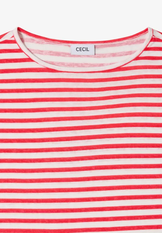 Gestreiftes T-Shirt mit U-Boot-Ausschnitt und lockerer Passform