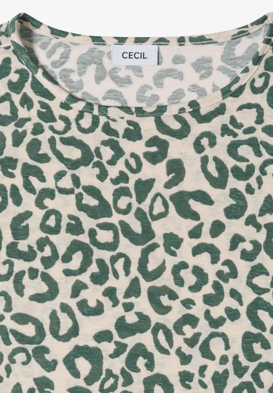 T-Shirt im Leinen-Look mit Leo-Print