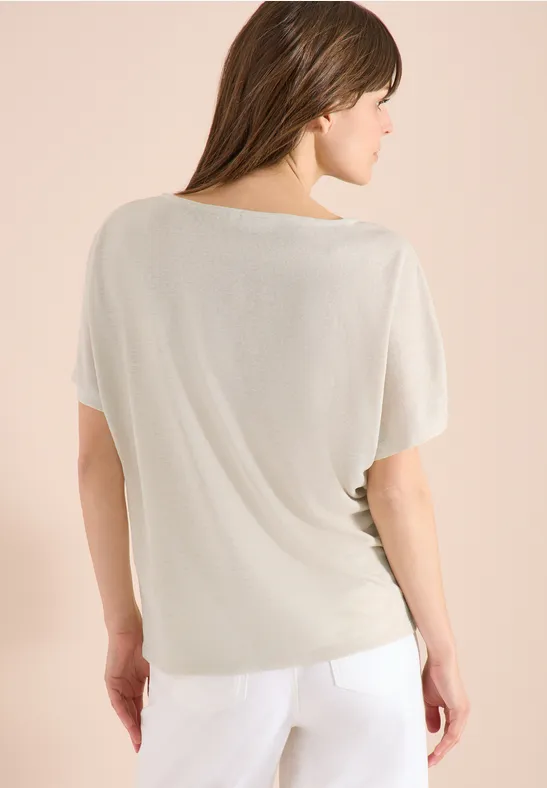 Locker geschnittenes Shirt in Leinenoptik mit Print