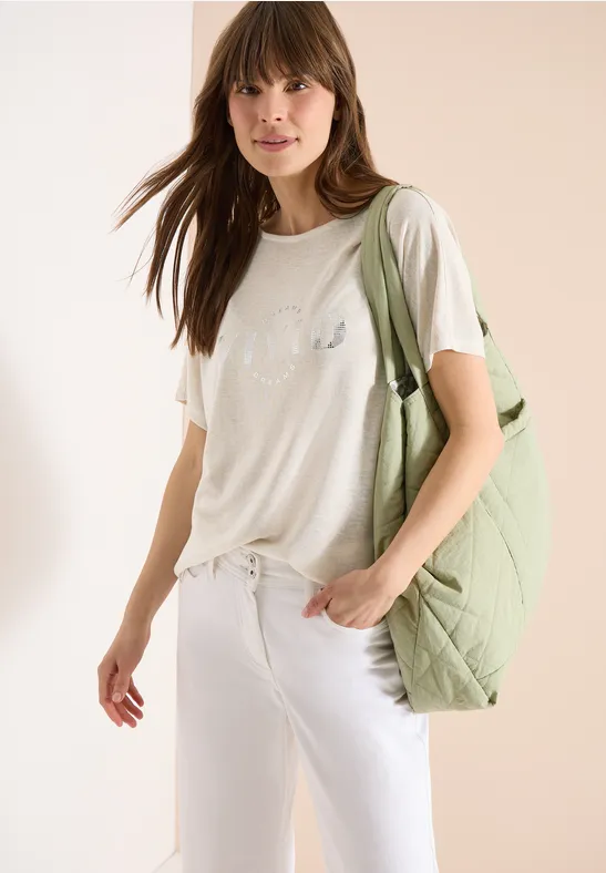 Locker geschnittenes Shirt in Leinenoptik mit Print