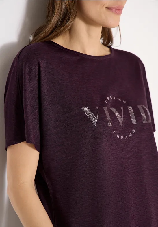 T-Shirt in Leinenoptik mit entspannter Passform