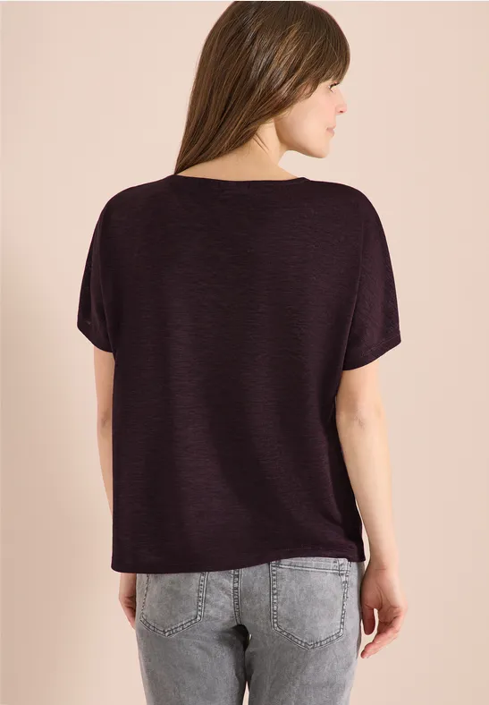 T-Shirt in Leinenoptik mit entspannter Passform