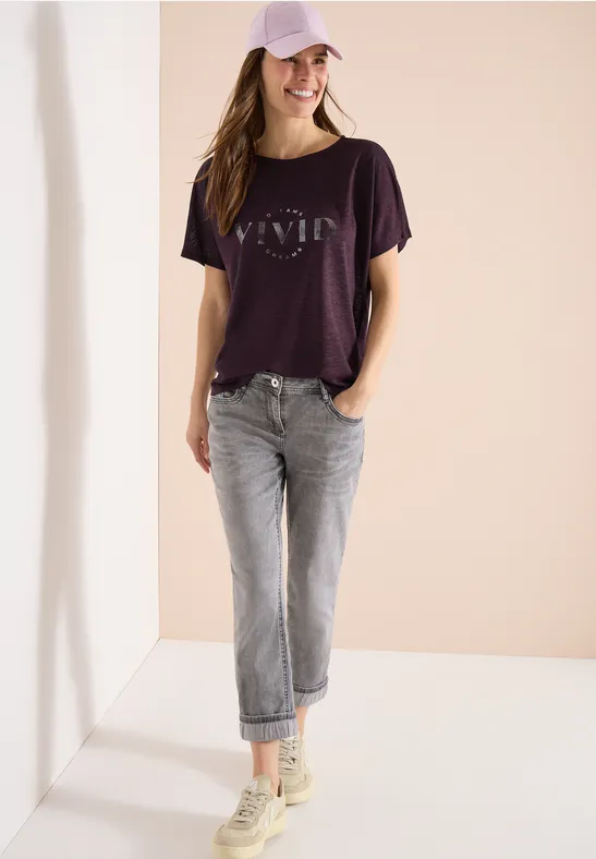 T-Shirt in Leinenoptik mit entspannter Passform