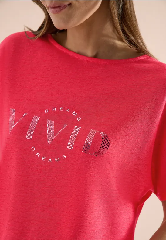 T-Shirt in Leinenoptik mit entspannter Passform