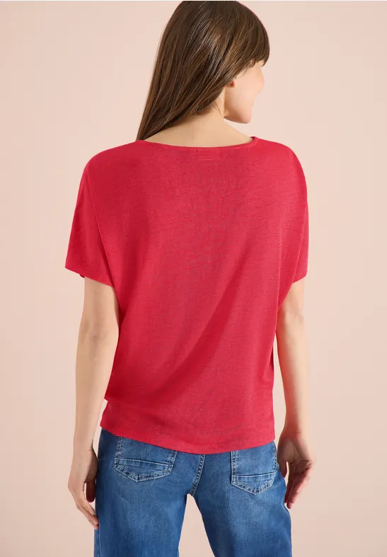 T-Shirt in Leinenoptik mit entspannter Passform