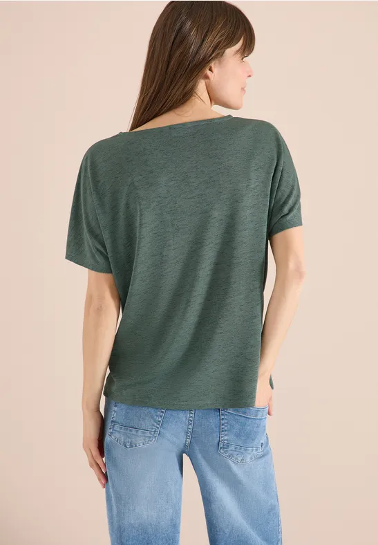 T-Shirt in Leinenoptik mit lockerer Passform