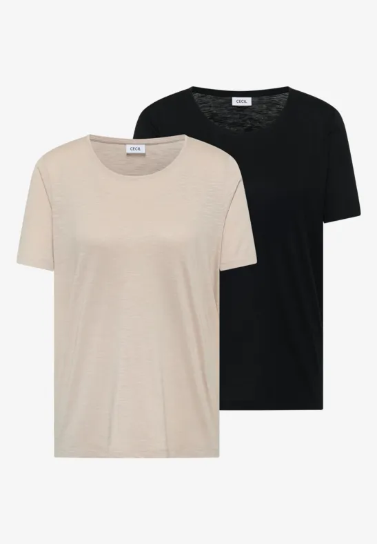 Basic Uni Rundhals T-Shirt Doppelpack