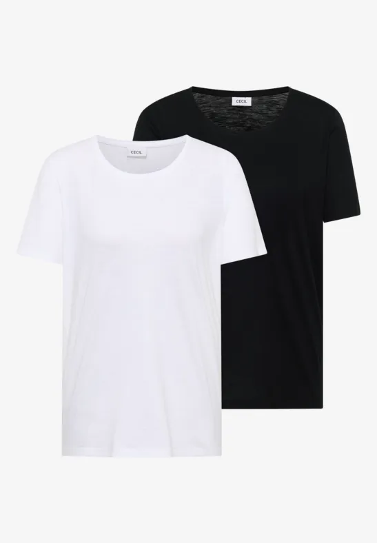 Basic Uni Rundhals T-Shirt Doppelpack