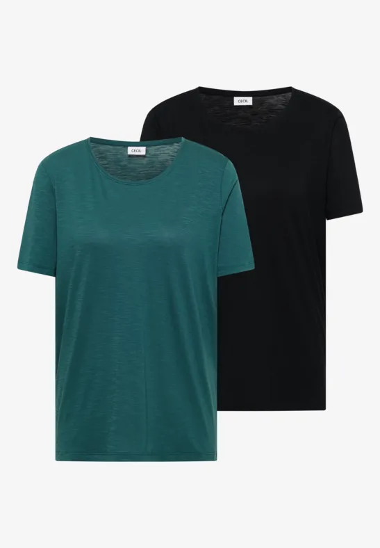 Basic Damen T-Shirt Set mit Rundhalsausschnitt