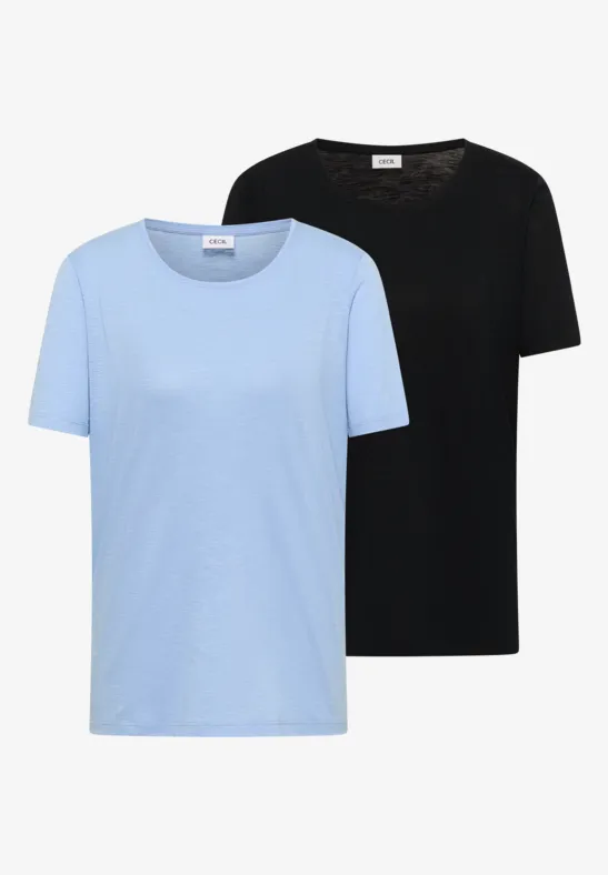 Basic T-Shirt mit Rundhalsausschnitt im Zweierpack