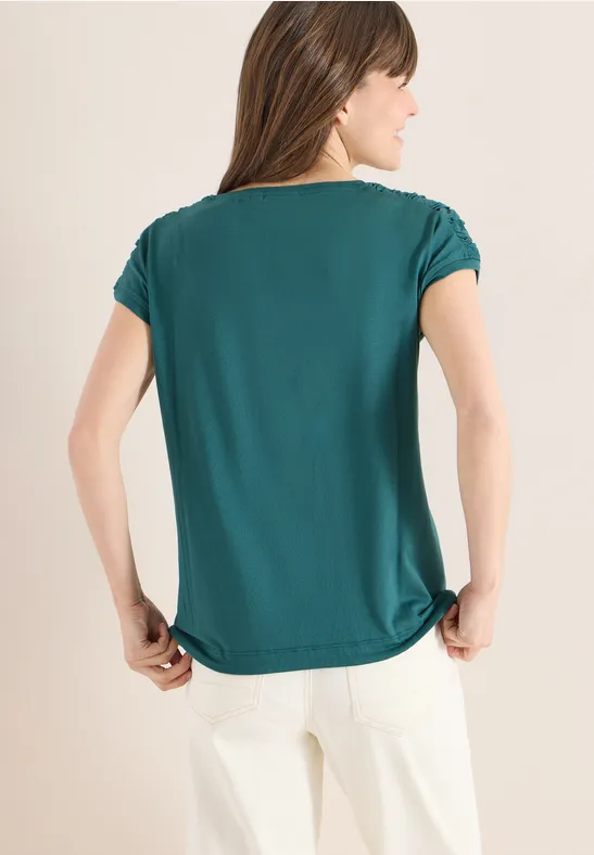 Kurzarmshirt mit Raffdetail