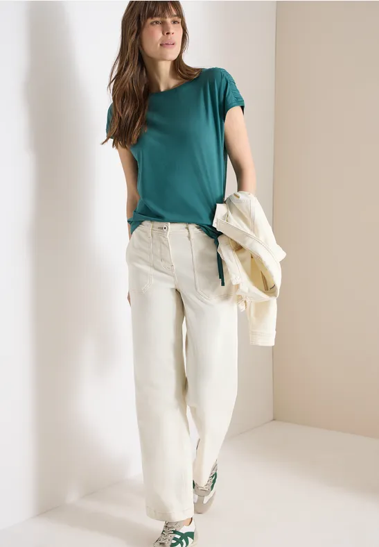 Kurzarmshirt mit Raffdetail